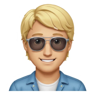 Logan Paul cartoon emoji, wearing sunglasses, confident grin, blonde hair sticker