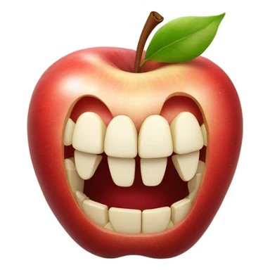 Apple with human teeth sticker