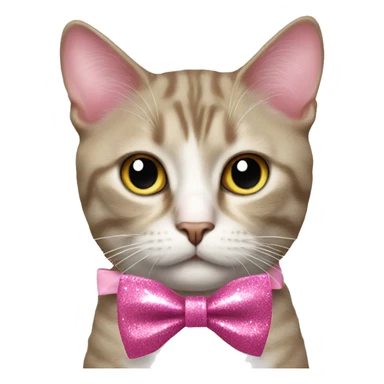 cat with pink bow tie and glitter  sticker