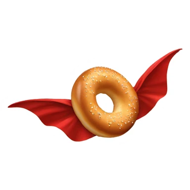 flying bagel wearing a red cape sticker