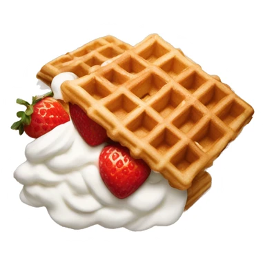 square waffle with whipped cream and strawberries  sticker