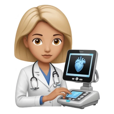 female doctor working an ultrasound machine sticker