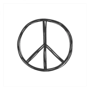 hand drawn outlined icon of a peace sign, no fill sticker