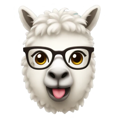Glasses with thick lips, alpaca.  sticker