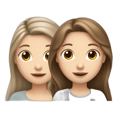 White Girl brown hair anD two Grey bunnies sticker