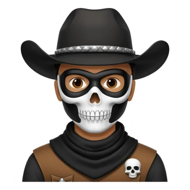 🤠+💀, colocar uma máscara preta no pescoço  sticker