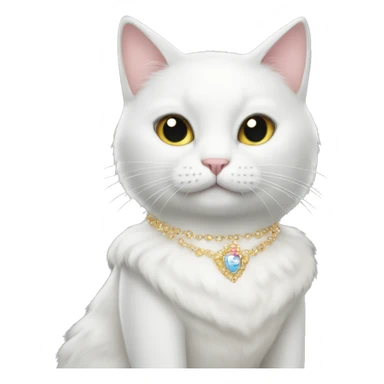 White cat wearing a princess dress  sticker