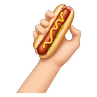 hand holding a hotdog sticker