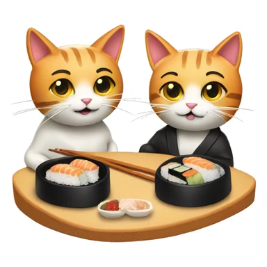 two cool cats eating sushi sticker