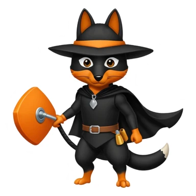 Animal zorro animado sosteniendo un neumático sticker