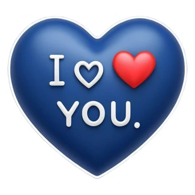 Dark Blue heart either the words I Love You Ry sticker