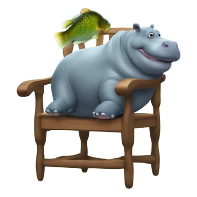 Hippo & trout on a chair sticker