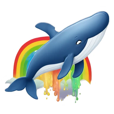 whale with a rainbow spouting from its blowhole. sticker