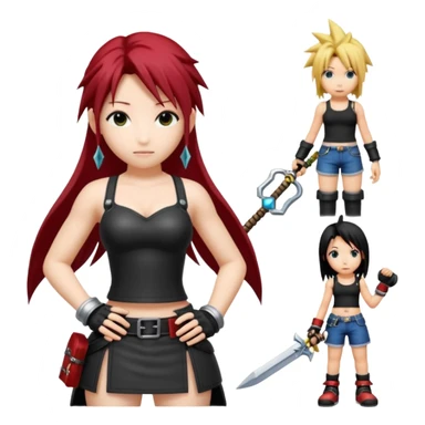 j'aimerai des emotes en lien avec tifa de final fantasy 7 et sora de kingdom hearts sticker