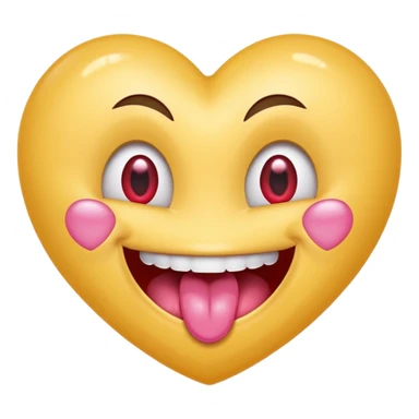 "Perfect smiling face with heart-eyes emoji 😍, classic yellow skin tone, bright open U-shaped smile showing white teeth and pink tongue tip, two large glossy red cartoon heart-shaped eyes with sparkling highlights  sticker