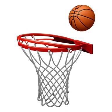 Extremely minimal red basketball with smallest possible NBA and Spalding logos, basic shape, iOS emoji style sticker