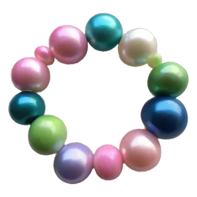 an assortment of colourful beads, pink, pearl, green, blue only 4 beads. make them cute and girly please sticker
