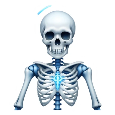 This emoji “💀” with the blue halo of this emoji “😇” above it  sticker