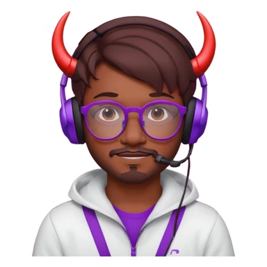 It’s a relaxed selfie of you wearing a glowing gaming headset, glasses, and piercings, lit by red and purple room lights, with a soft, tired-smirk expression brown hair with devil horns and facial hair

 sticker