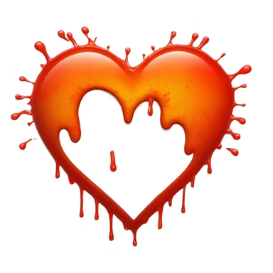 bleeding red heart glowing red-orange with splatter sticker