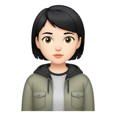 girl with short black hair, dressed in casual boyish outfit sticker
