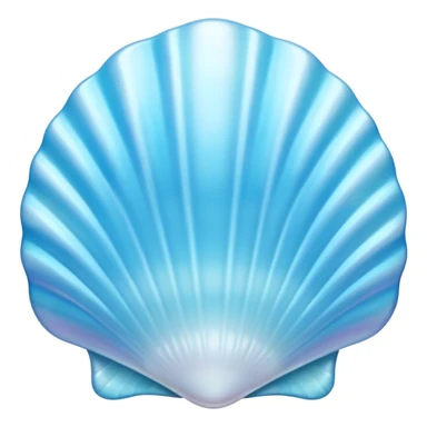 Light blue Mother-of-pearl shell emoji, pearl texture, soft gradient, smooth curves, glossy finish sticker
