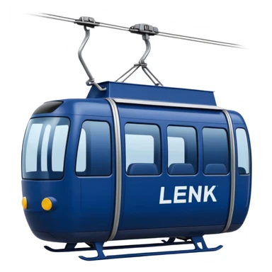 create a cablecar emoji in winter. make it navy dark blue. and add the words in white: Lenk  sticker