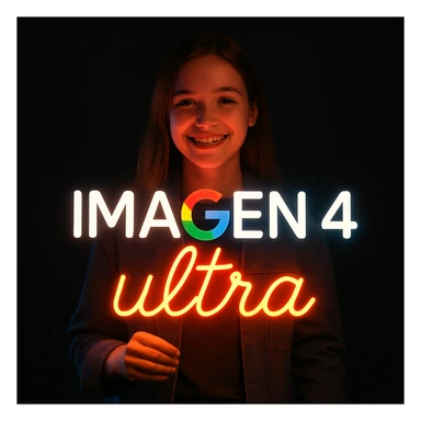 make a girl holding this sign, but sign in made of neon, also add ultra below the sign sticker