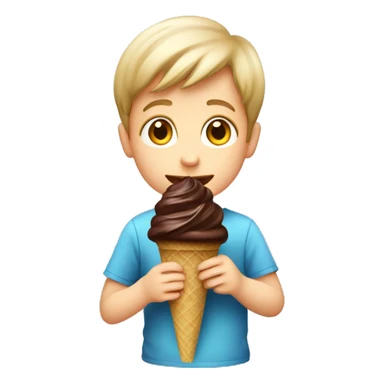 Small Boy eating chocolate icecream sticker