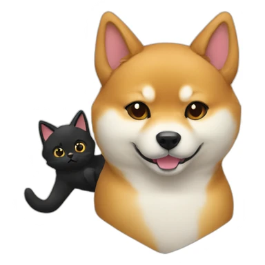 shibainu and black cat lovely sticker