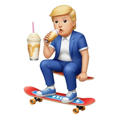 Trump on a skateboard drinking a milkshake  sticker
