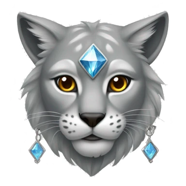 gray lynx. Around his neck, there is an amulet shaped like a diamond. sticker