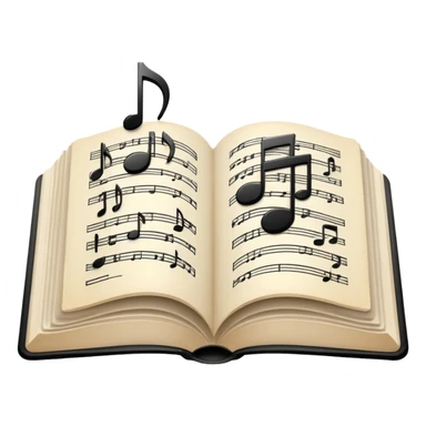 open book with musical notes above it sticker