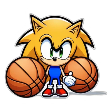 Sonic qui joue au basketball sticker