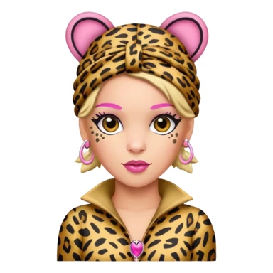 P!nk in leopard costumes with leopard headband sticker