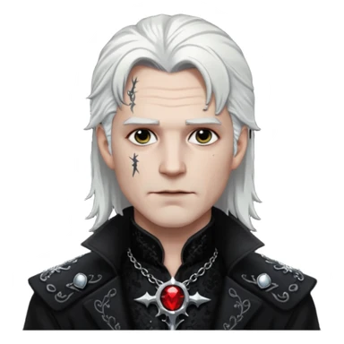 Van Helsing (Male) from Dracula with white hair, black sequin outfit sticker