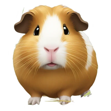 Guineapig eating  a strand of long grass hay  sticker