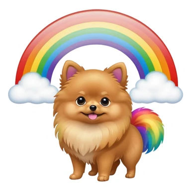  Tan Pomeranian under a rainbow sticker