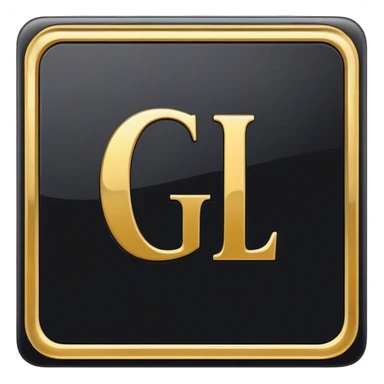 BLACK CONSTRUCTION SQUARE WITH LETTERS GL IN GOLD sticker