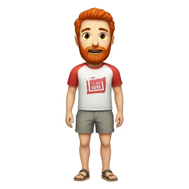 A man with a red beard, dark short hair, dressed in a beach T-shirt and shorts, invites you to pass sticker