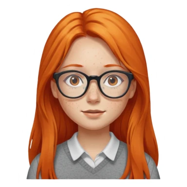Girl with long orange hair and glasses sticker