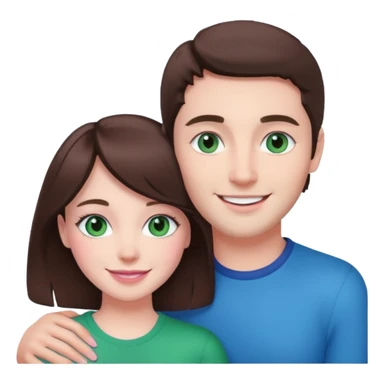 pink polaroid photo of a couple thats white with brunette hair blue and green eyes sticker