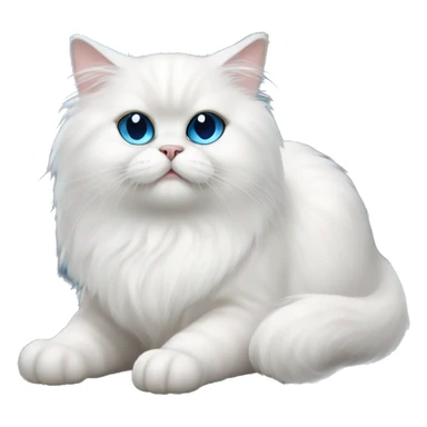 White Persian cat with blue eyes sitting on crescent moon  sticker