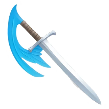 Angelito color azul con una espada sin gorro sticker