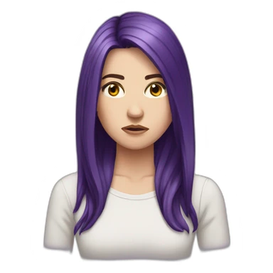 white girl long deep purple hair upset sticker