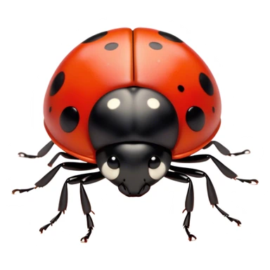 Cinematic Noble Ladybug Portrait Emoji, Poised and charming, with a tiny, rounded red shell adorned with crisp black spots, delicate antennae, and bright, observant eyes, Simplified yet sharply detailed features, highly detailed, glowing with a soft, scarlet radiance, high shine, intelligent and spirited, stylized with an air of natural whimsy, focused and alert, soft glowing outline, capturing the essence of a watchful ladybug that appears ready to scuttle out of the screen with effortless grace! sticker