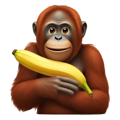 Orangutan holding a bananana sticker