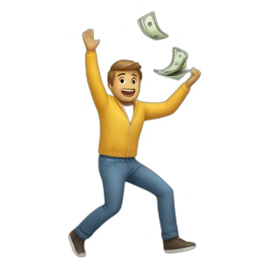 A person throwing money sticker