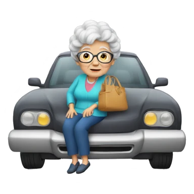 Granny in a big car sticker