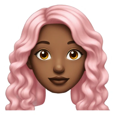 Very beautiful girl artist with very long with soft pink hair with a palette acrylic and tea sticker